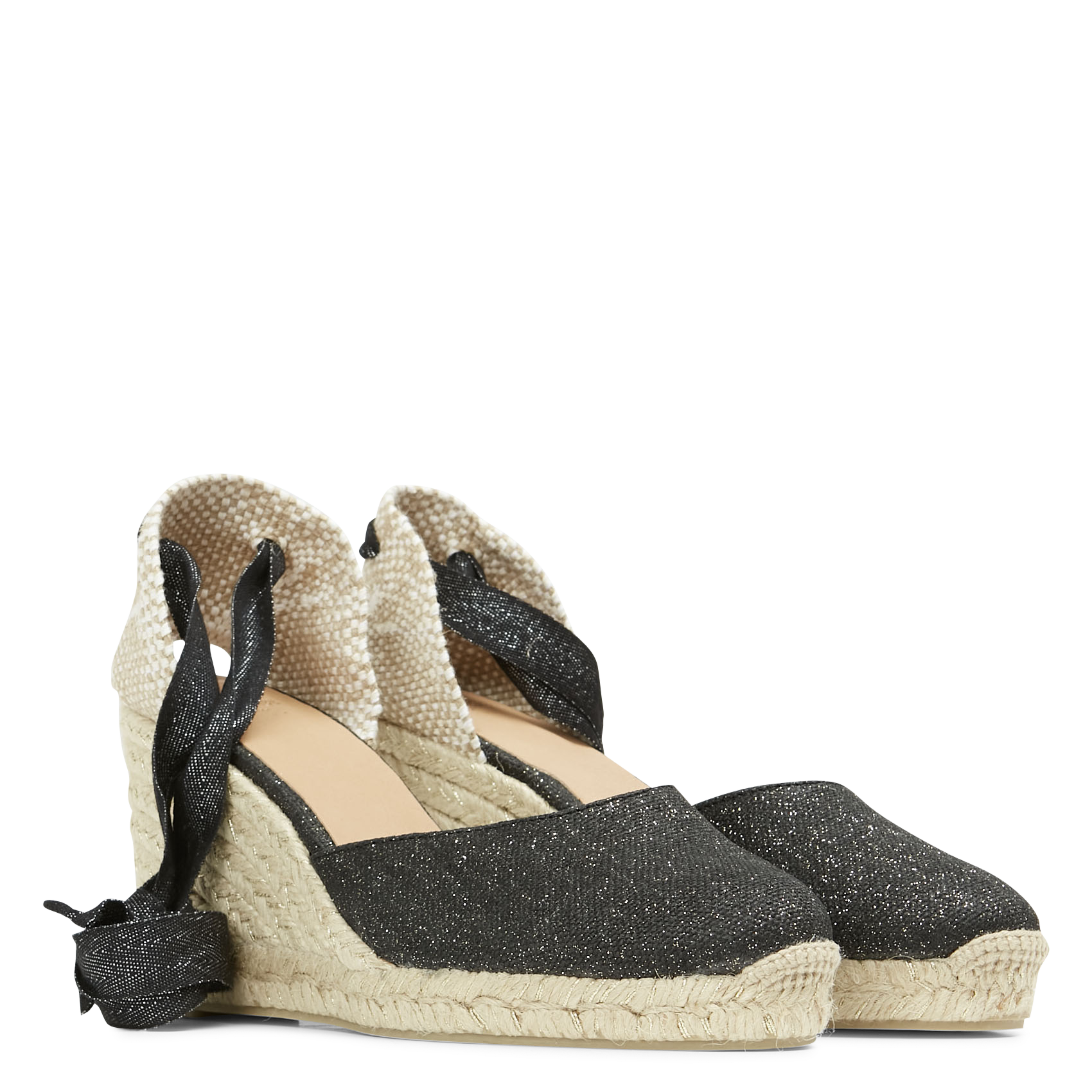 CARINA/8/032 - Espadrilles compensées en lin | Noir