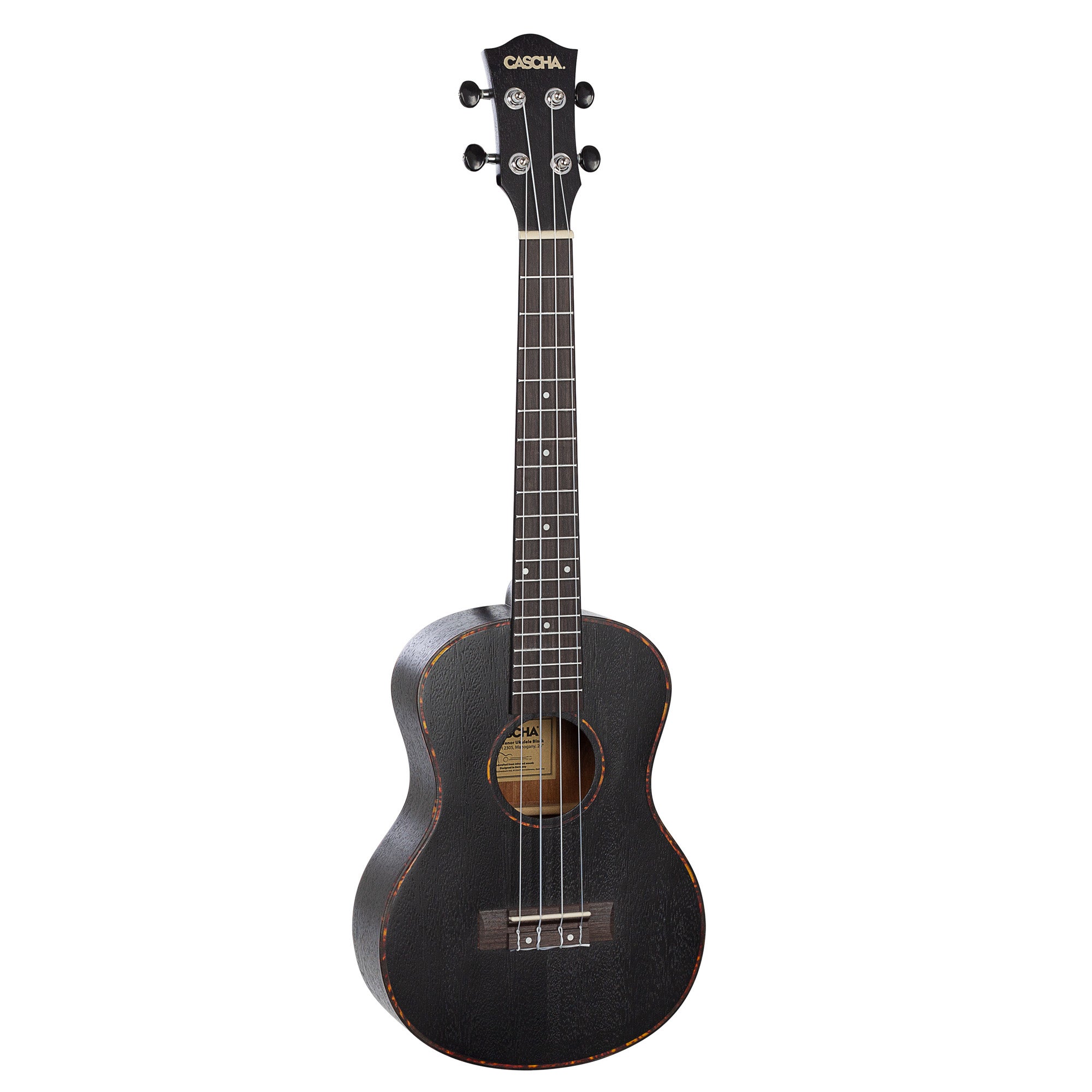 Cascha HH 2305L tenor ukelele zwart met gigbag - linkshandig