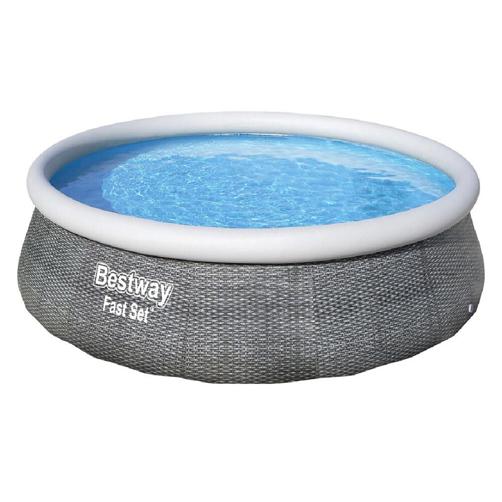 Piscine autoportante Fast Set Bestway motif rotin gris avec filtre Ø457xH107cm
