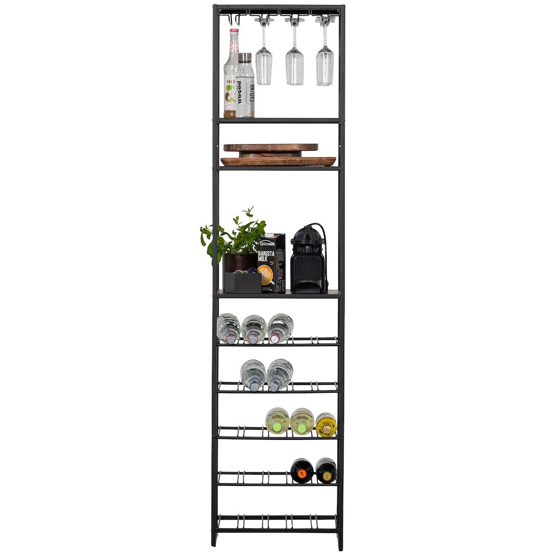 Flaschenregal REESE 45 x 185 cm schwarz