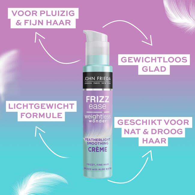 John Frieda Frizz Ease Weightless Wonder Featherlight Smoothing Crème Voor Pluizig, Fijn Haar 100 ML
