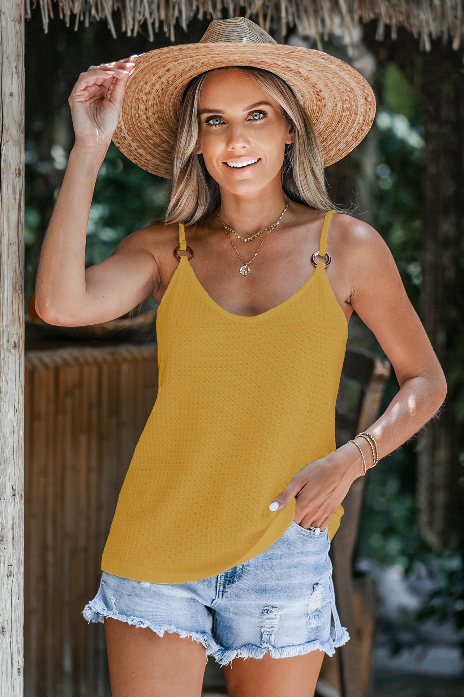 Débardeur en jersey jaune moutarde