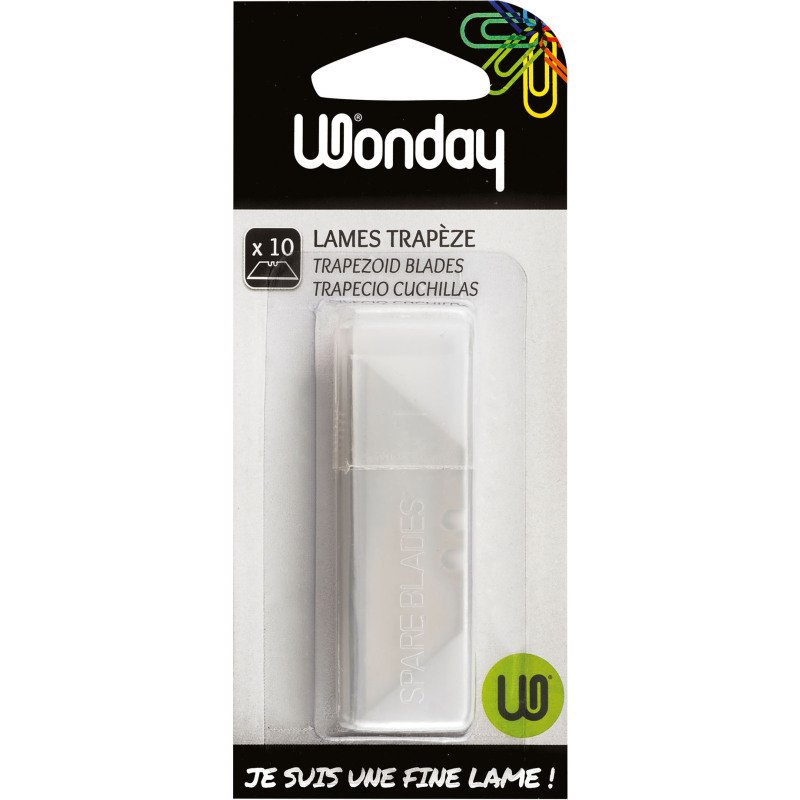 Lame trapèze Wonday pour cutter de sécurité 60 mm - Etui de 10