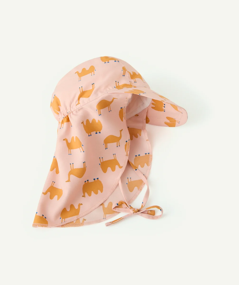 LASSIGCASQUETTE ANTI-UV BÉBÉ FILLE ROSE AVEC IMPRIMÉ ANIMAUX