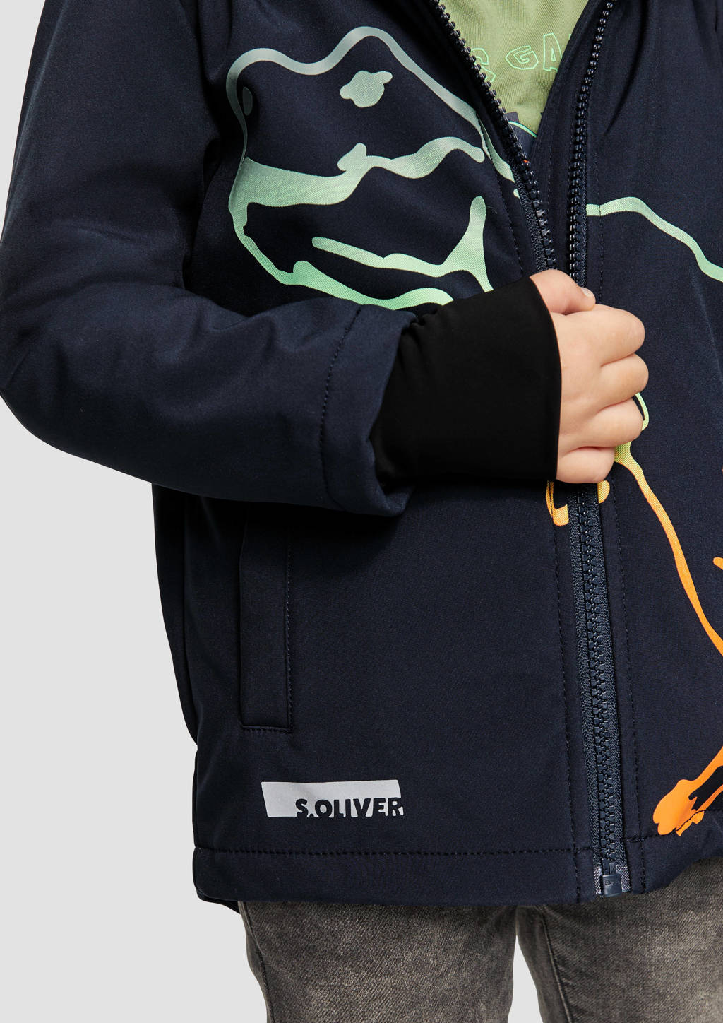 s.Oliver softshell jas met printopdruk marine