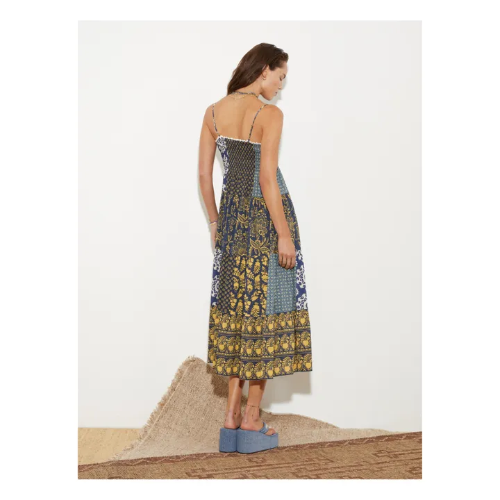 Boteh Robe Florimonde Patchwork | Bleu foncé