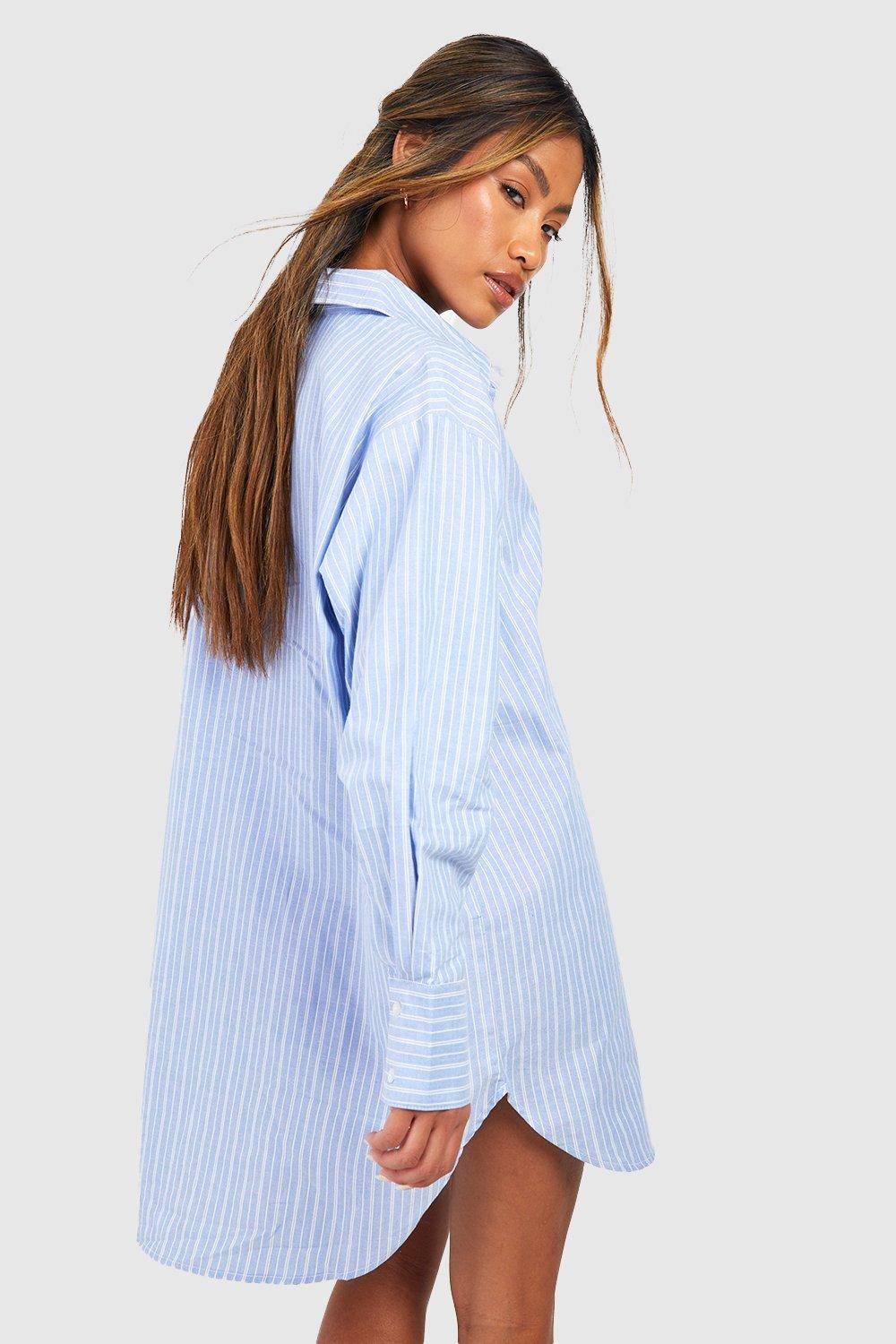 boohoo Chemise de nuit en pyjama surdimensionnée à rayures de coton