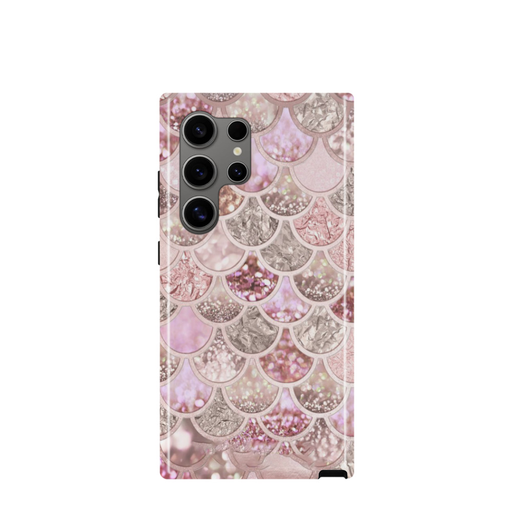 Samsung Galaxy S24 Ultra Hybrid (Kunststoff / Gummi) Hülle Glitzerschuppen - Rosegold