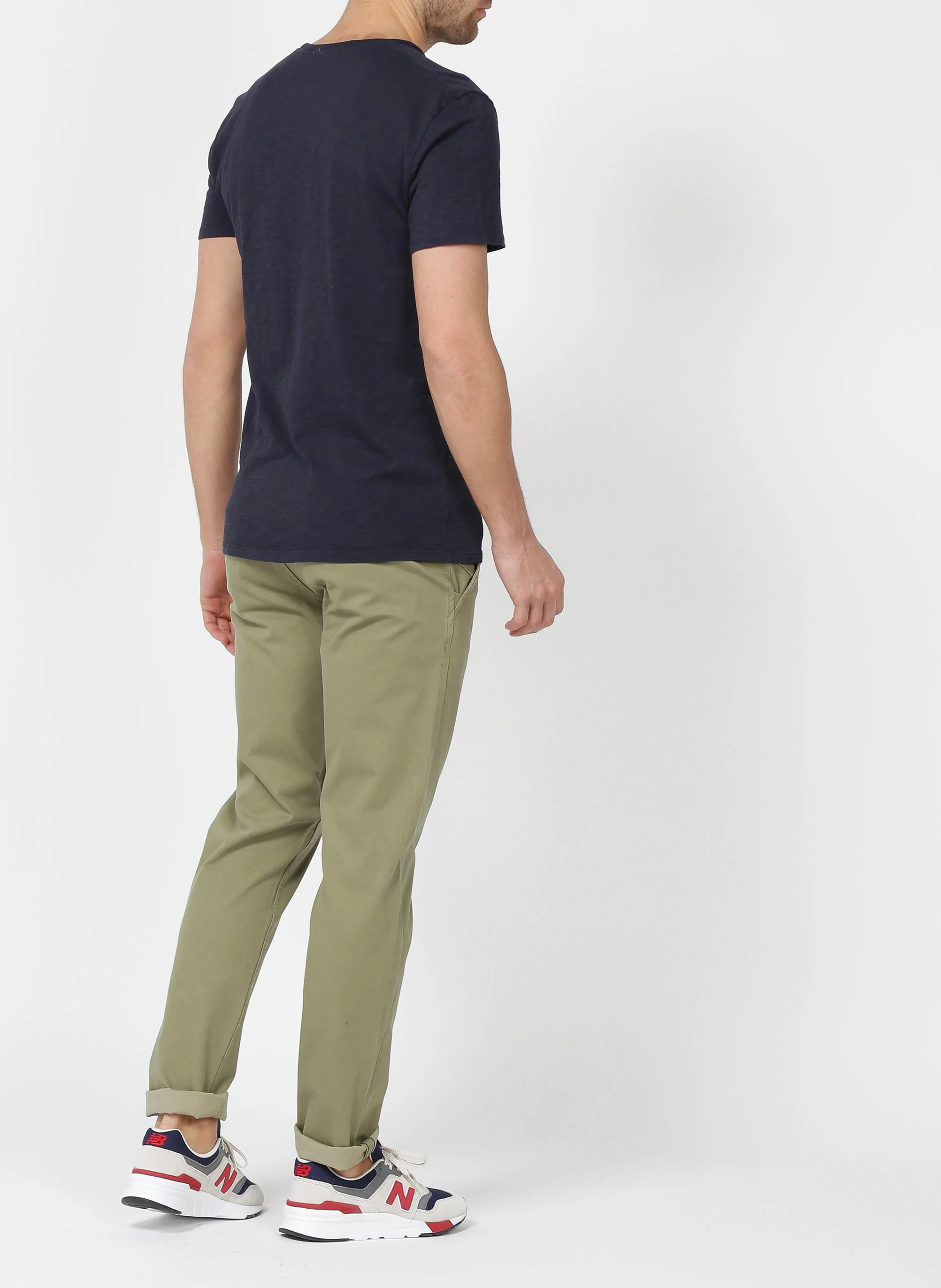 BYSAPICK - Tee-shirt regular-fit à col rond en coton | Bleu