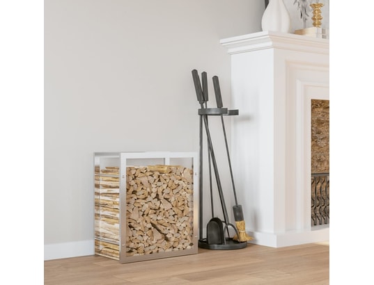 VIDAXL - Sac à outils Portant de bois de chauffage 50x28x56 cm acier inoxydable