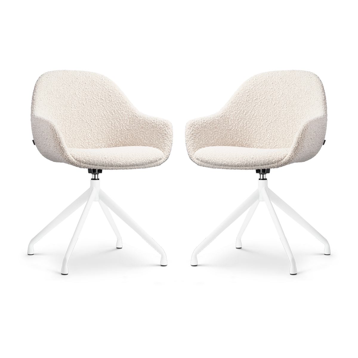 Eetkamerstoel Nola-Mae draaibaar bouclé beige wit set van 2