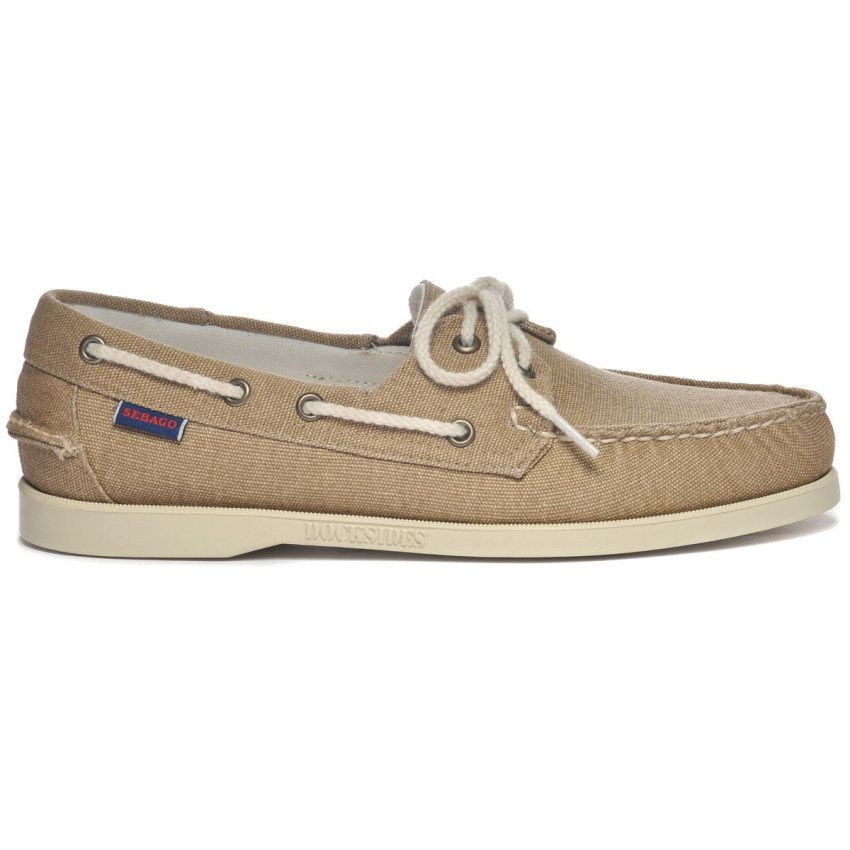 DOCKSIDES PORTLAND WASHED CANVAS BEIGE CAMEL-Chaussures bateau pour homme en toile