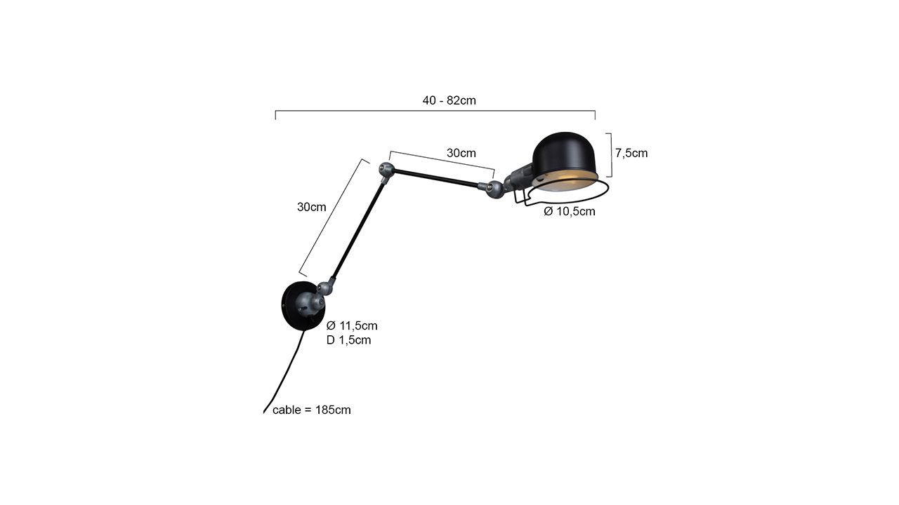 Wandlamp 7656ZW Davin Mexlite B11 x D80 cm