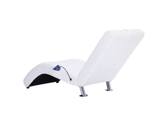 Chaise longue de massage avec oreiller Blanc Similicuir