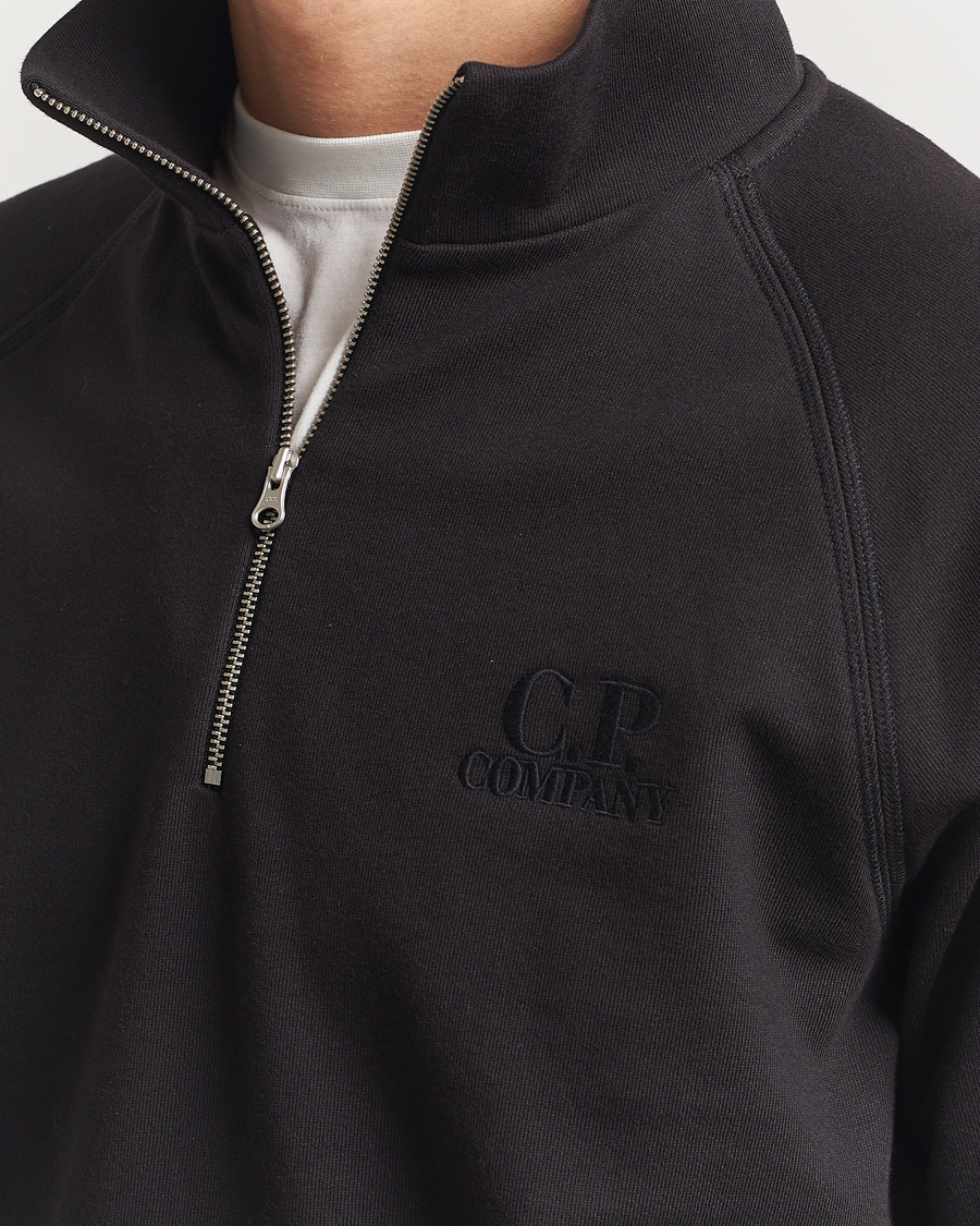 C.P. Company Diagonal Raised Fleece Half Zip Black