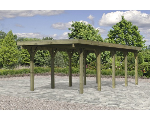 Enkele carport Karibu Bremm 3 variant A 318x860 cm drukgeïmpregneerd