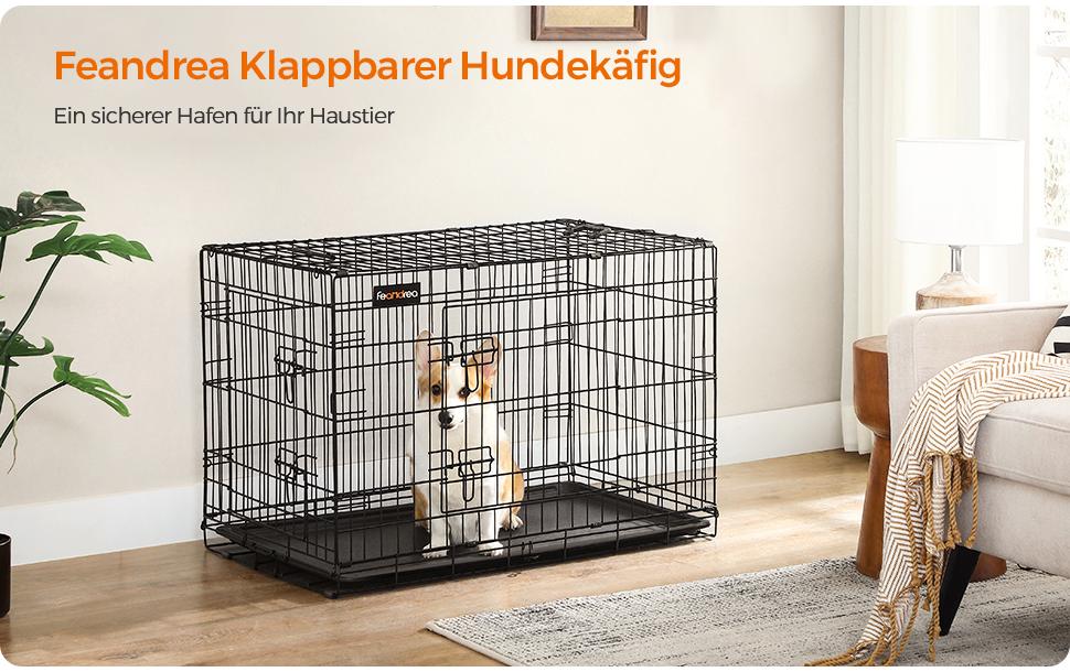 Hundekäfig mit 2 Türen, 92.5 x 57.5 x 64 cm, SchwarzHundebox