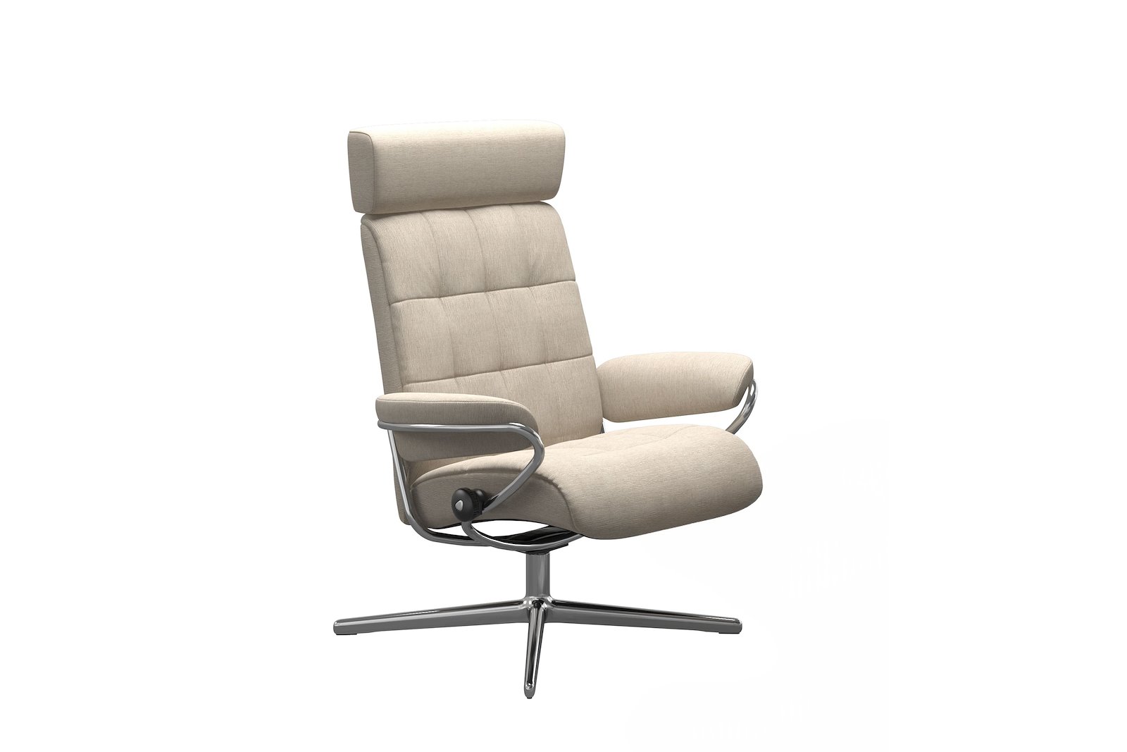 London lenestol Tekstil Jasmine Beige – Cross understell – Alu