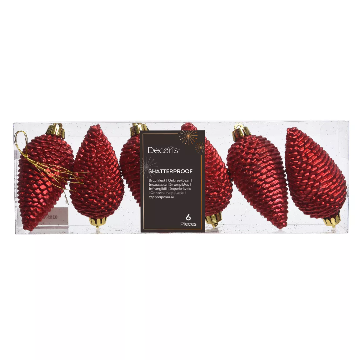 Lot de 6 pommes de pin à suspendre (H8 cm) Alpine Rouge