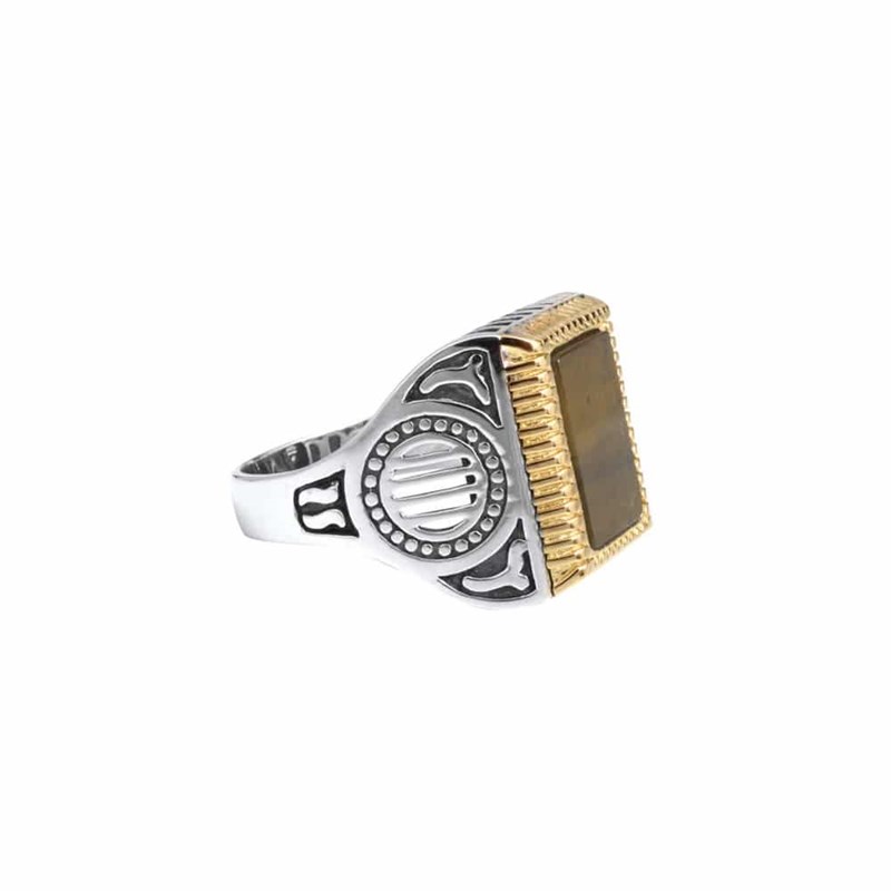 Chevalière Homme Argent Rock Love oeil De Tigre