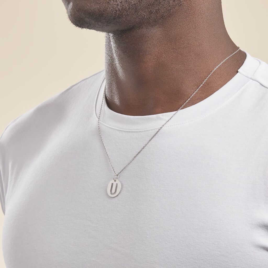 Pendentif Elio U Argent Blanc