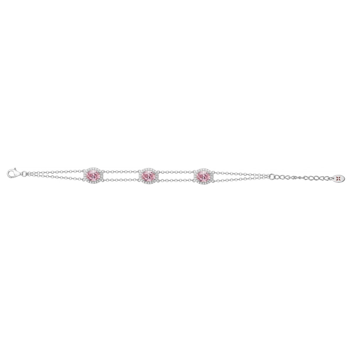 Bracelet souple VICTORIA en Argent avec pierre synthétique rose