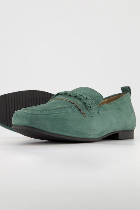 Leder-Loafer, Flechtriemen, Wechselfußbett, Weite H
