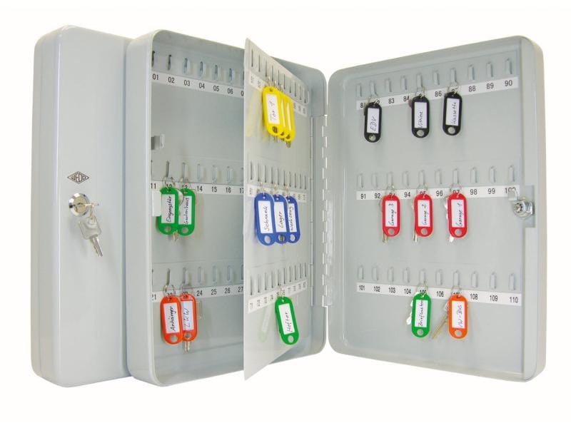 WEDO Schlüsselschrank mit Schlüsselöffnung, 110 Schlüssel Stahlblech-Schlüsselschrank für bis zu 110 Schlüssel