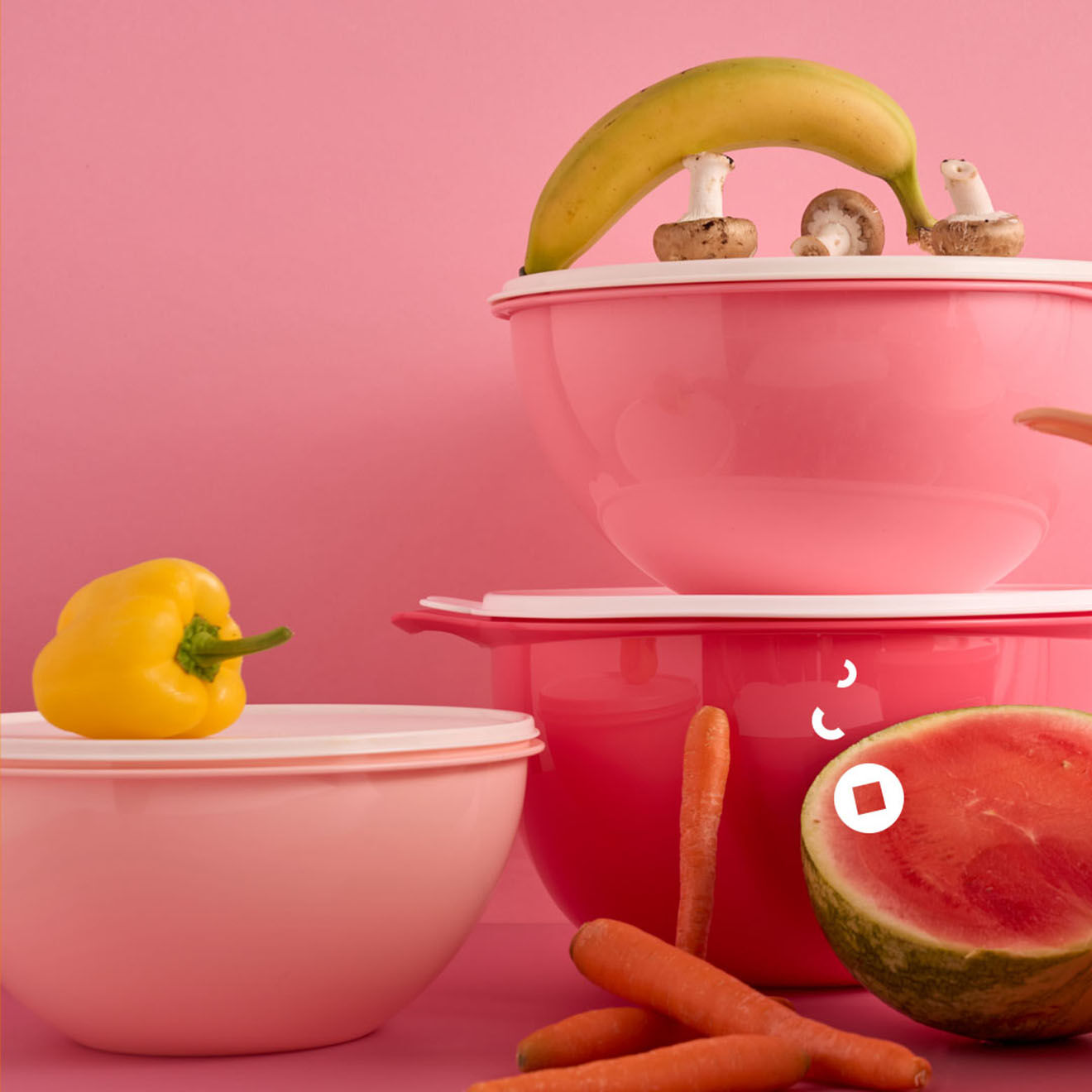 Tupperware Bol pouce avec couvercle rose pâle/couvercle blanc - 4.5L