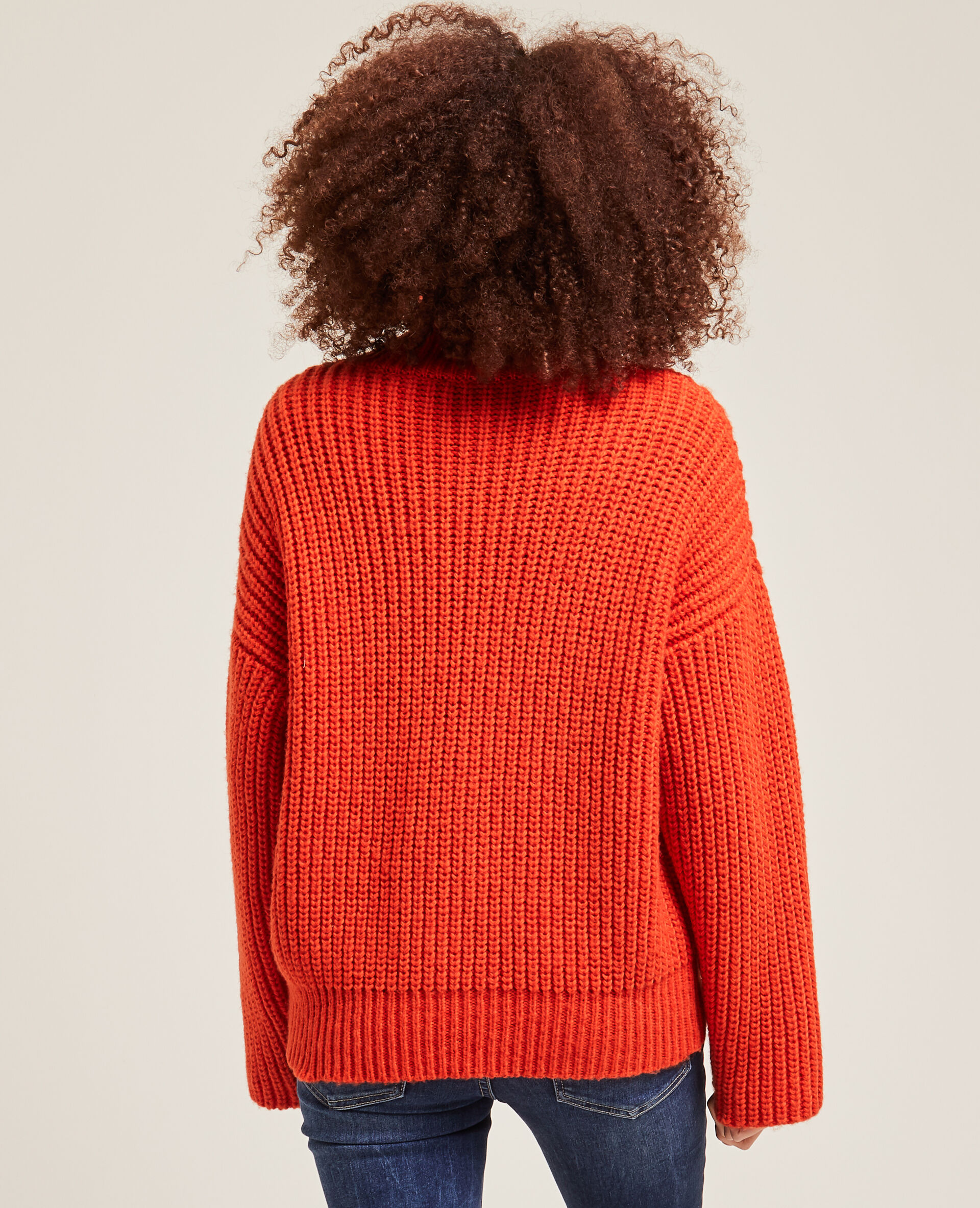 Gilet zippé grosse maille - Orange