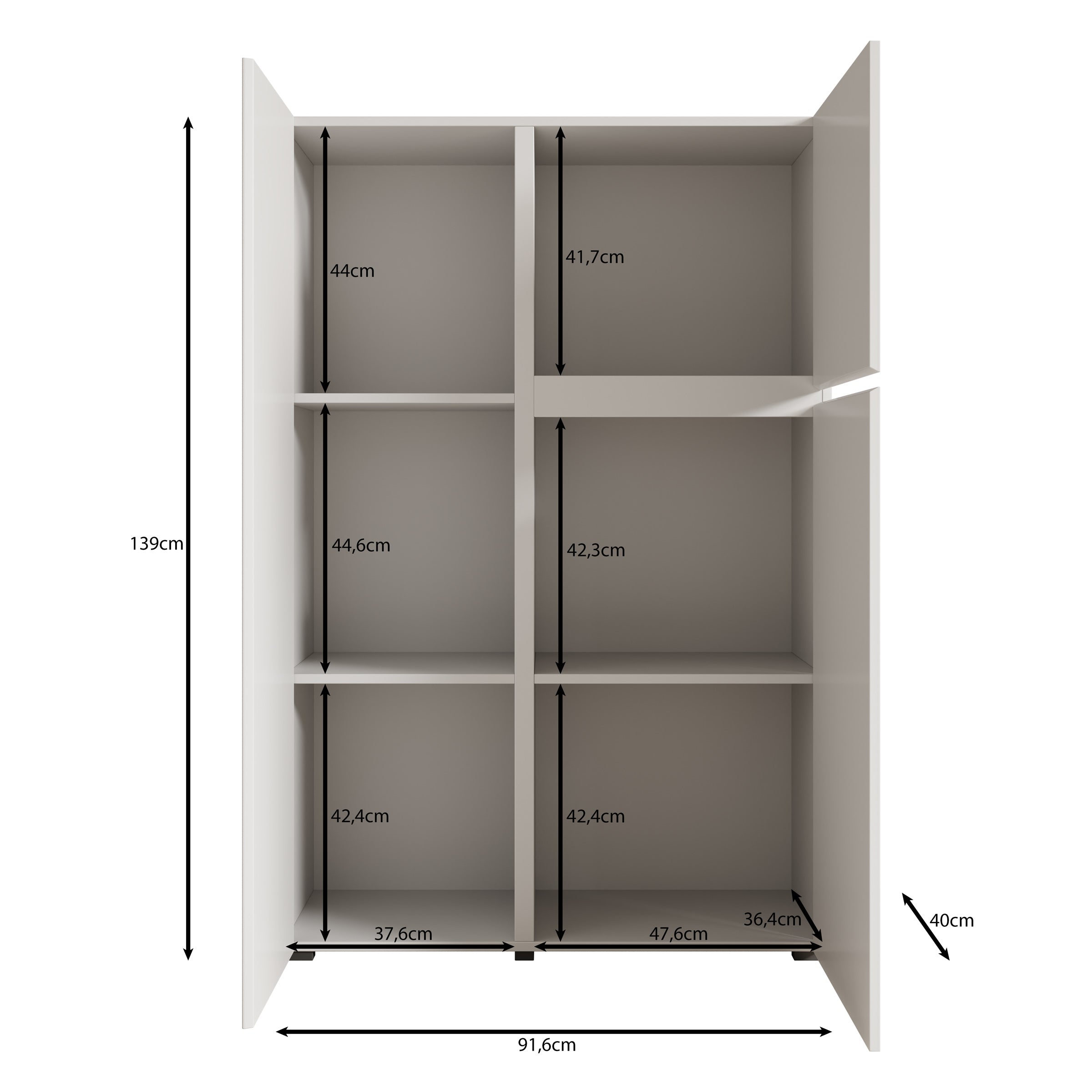 Aroji - Vitrinekast - Wit - 92x40x139 cm
