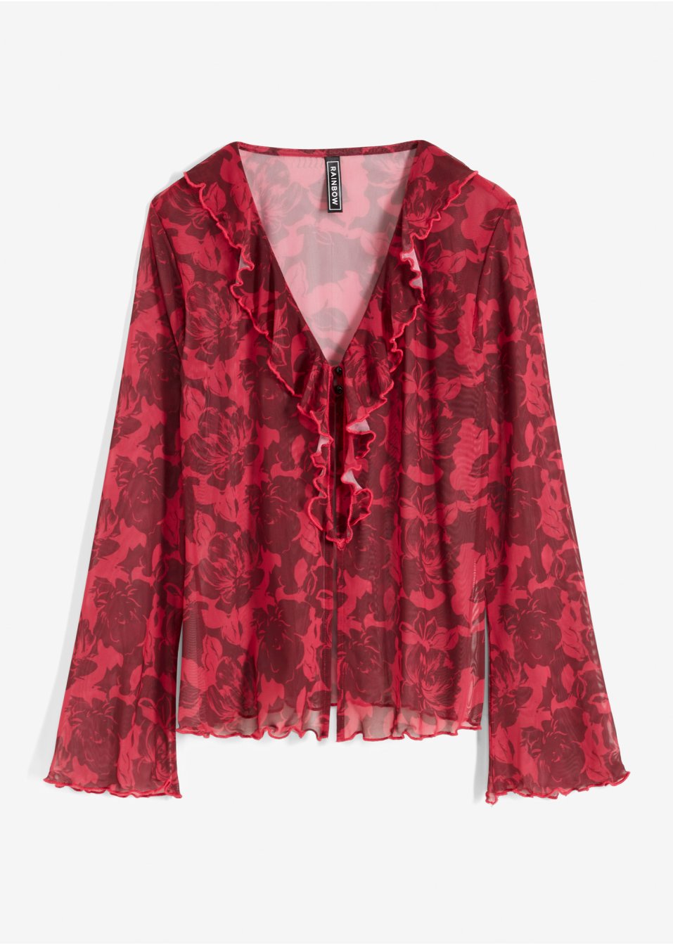 Blouse en résille à volants