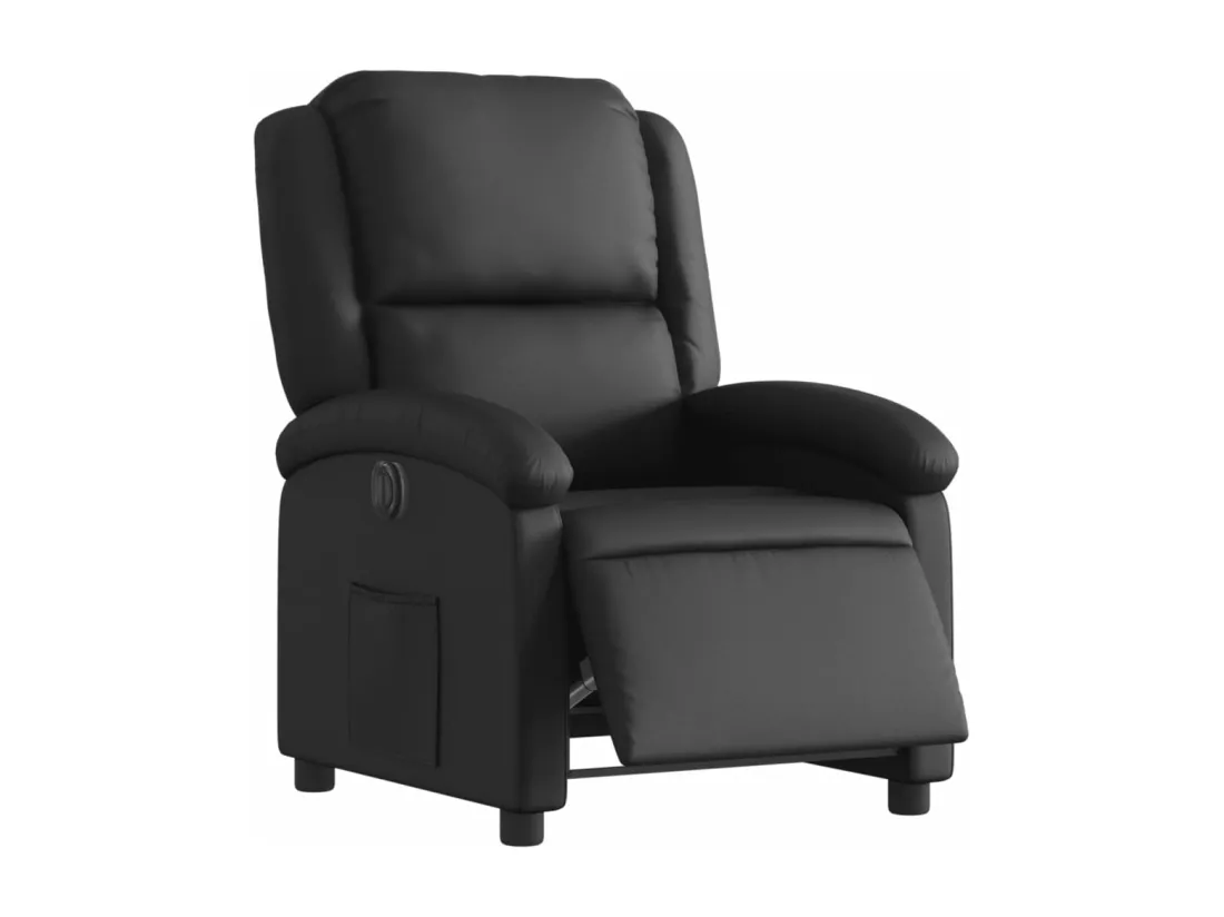 Fauteuil inclinable électrique noir cuir véritable