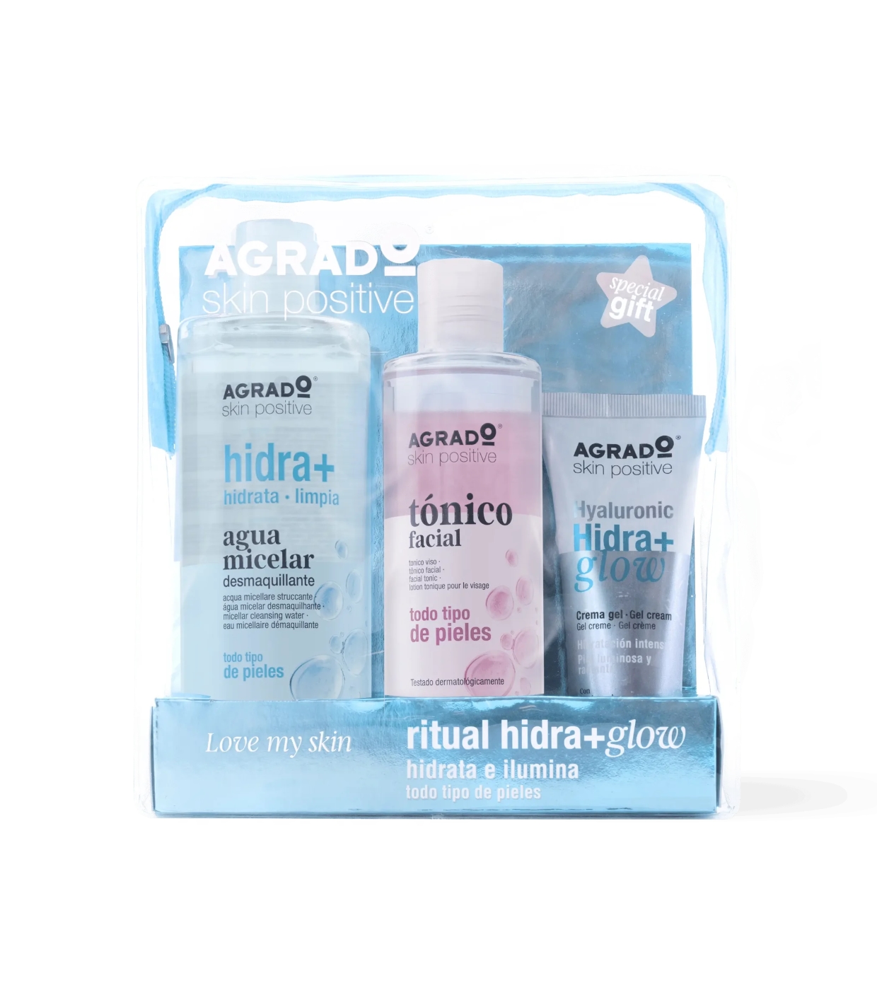 Agrado - Bolsa de Higiene Pessoal Hidra+Glow Ritual - todos os tipos de pele