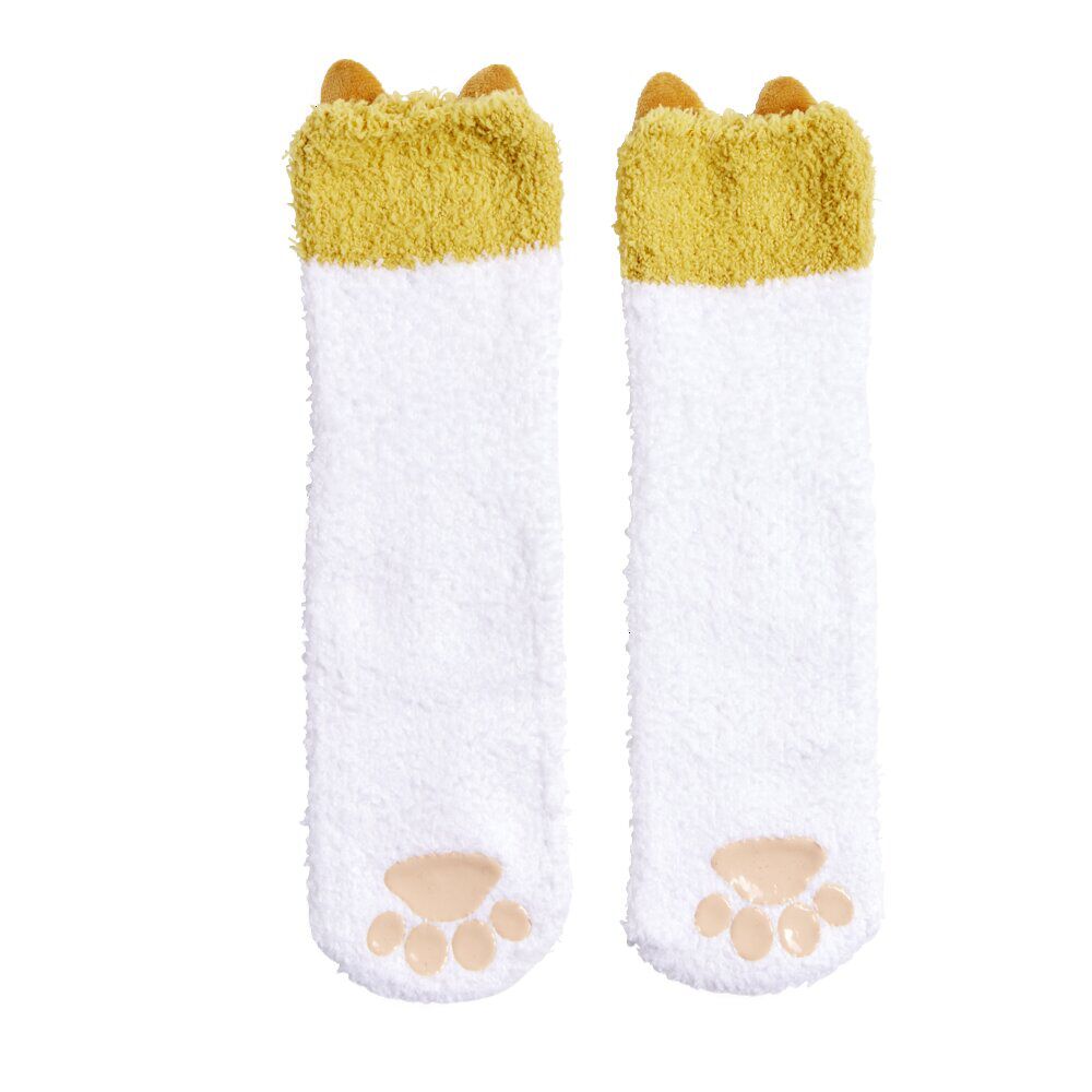 Chaussettes corgi mixte blanc et orange - Taille unique