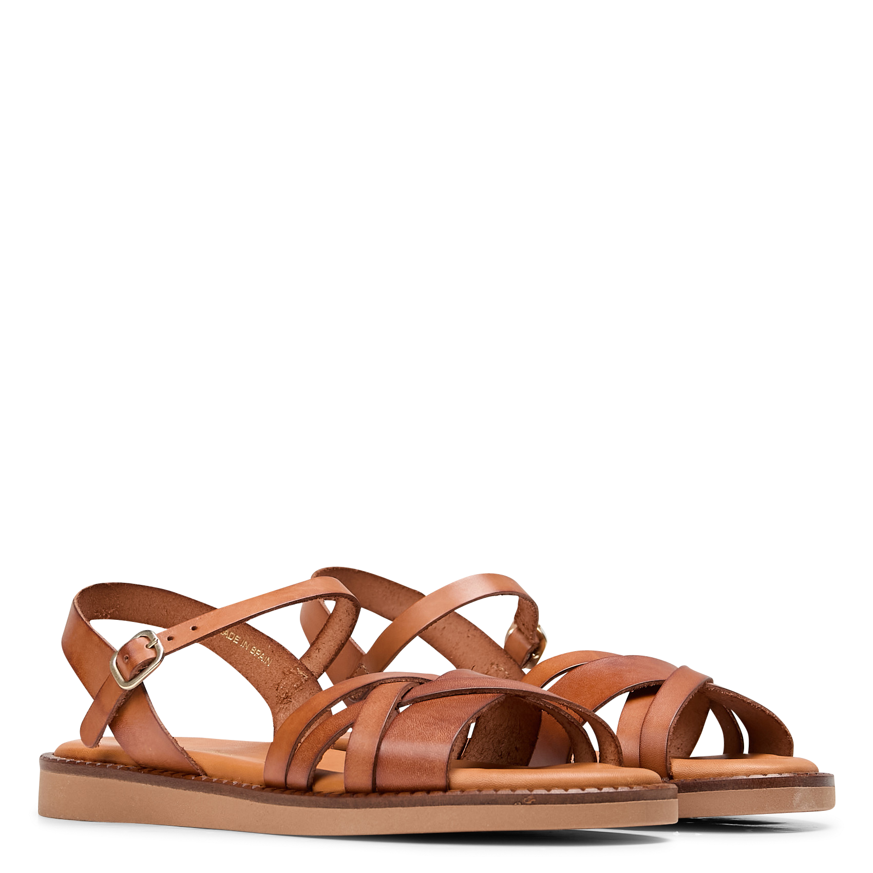 IDYLLE - Sandales bout ouvert en cuir | Marron