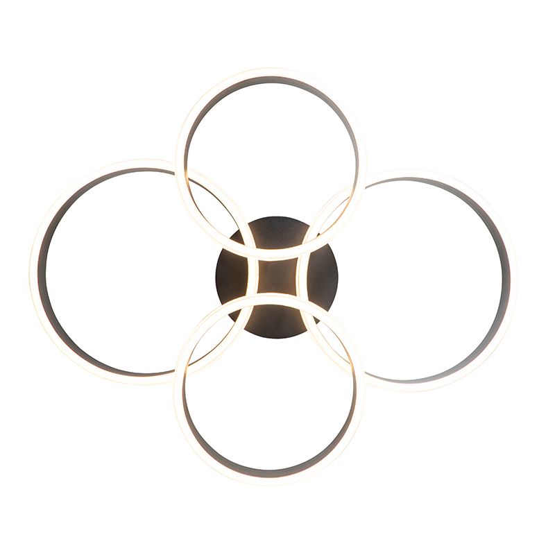 Plafondlamp zwart incl. LED 3-staps dimbaar 4-lichts - Navara