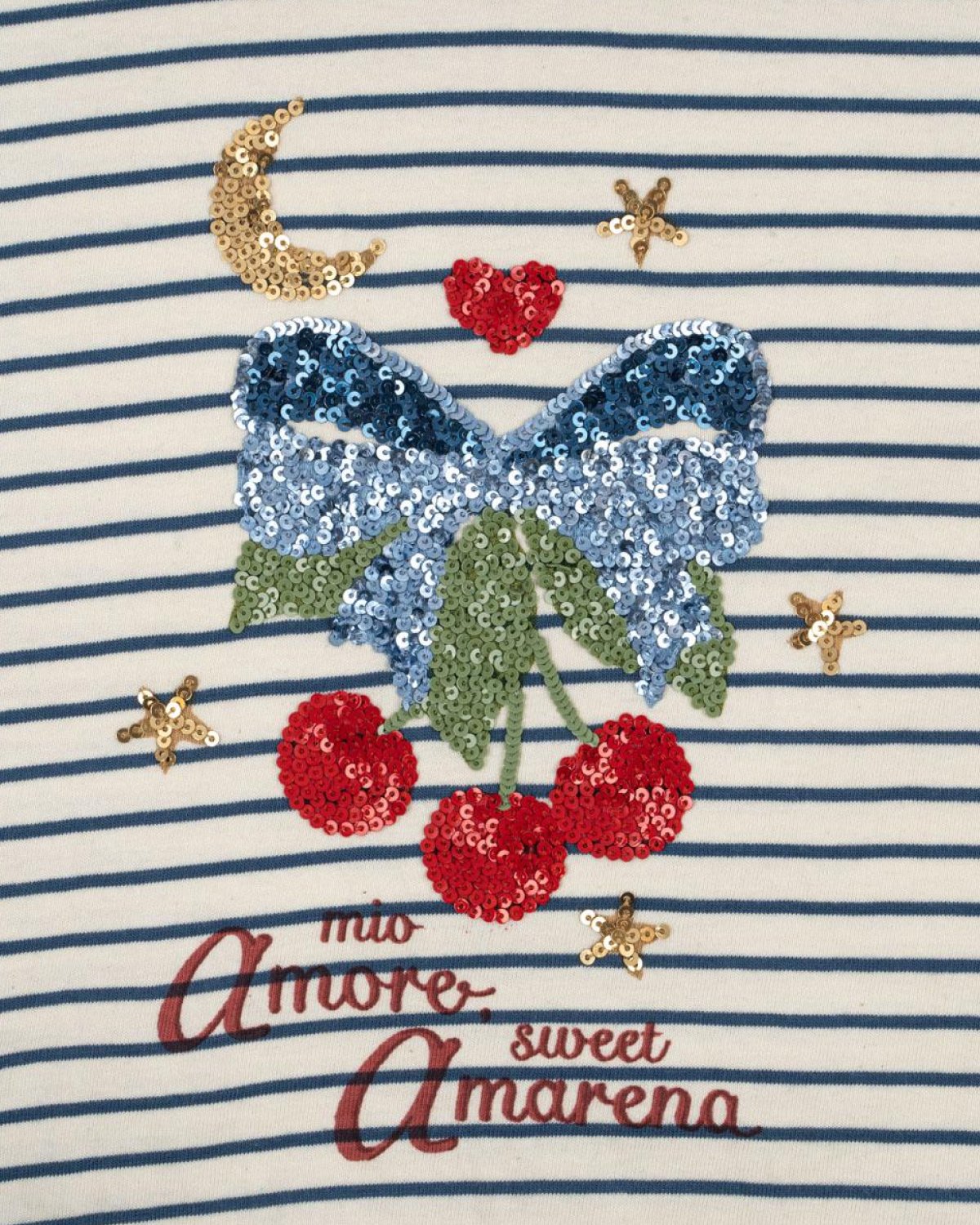 Bluse med Print & Glitter Paljetter – 100% Øko Bomull | Lin LS Tee