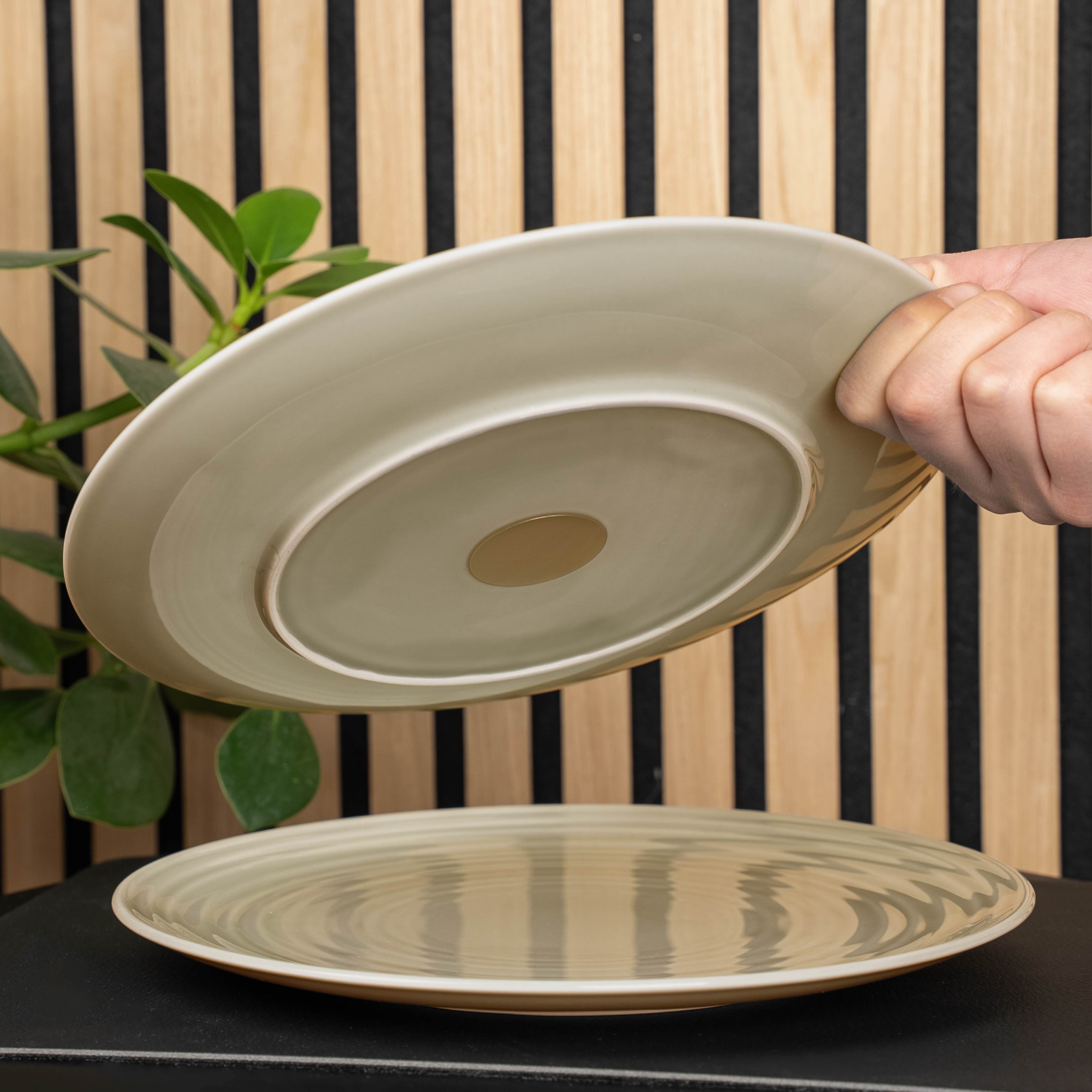 Silwy 26 cm set van 2 magnetisch porseleinen borden - Sand