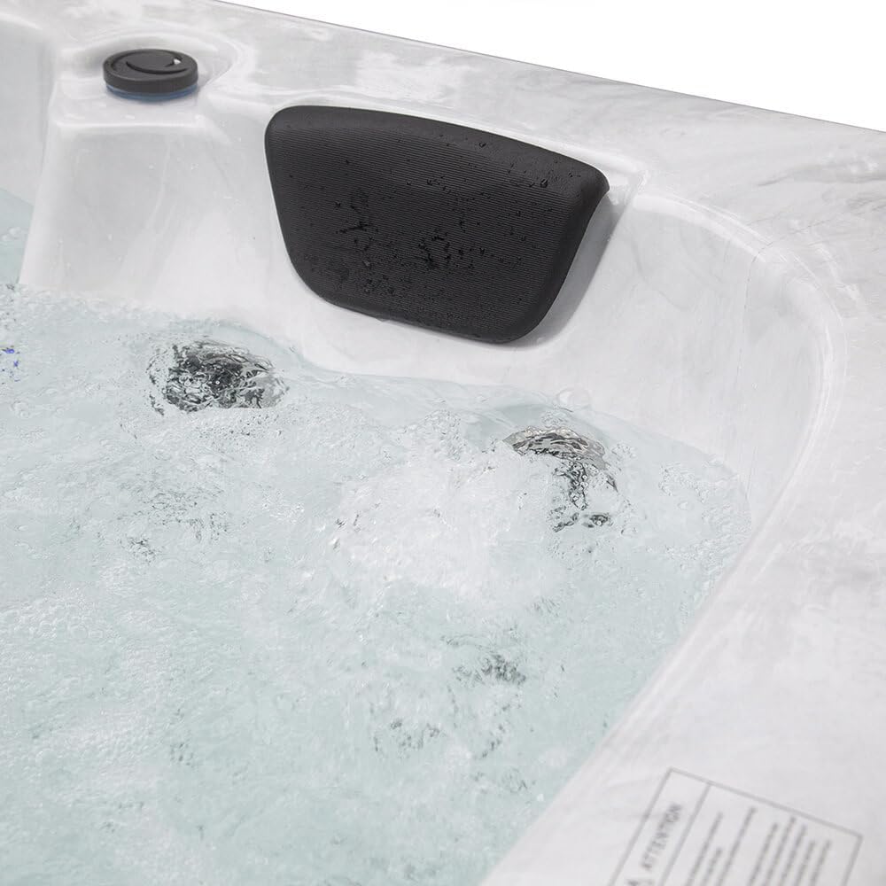 Home Deluxe - Outdoor Whirlpool - White Marble Pure - Maße: 210 x 160 x 85 cm - Inkl. Heizung, 27 Massagedüsen und 9 Lichtquellen I Außen Whirlpool Spa für 3 Personen