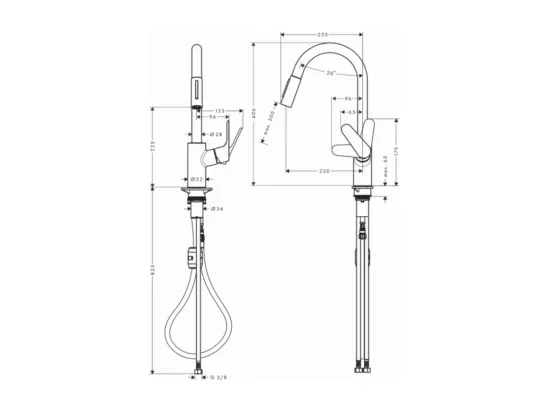 Robinet de cuisine avec douchette HANSGROHE Focus M41 240 2 jets chromé + nettoyant Briochin