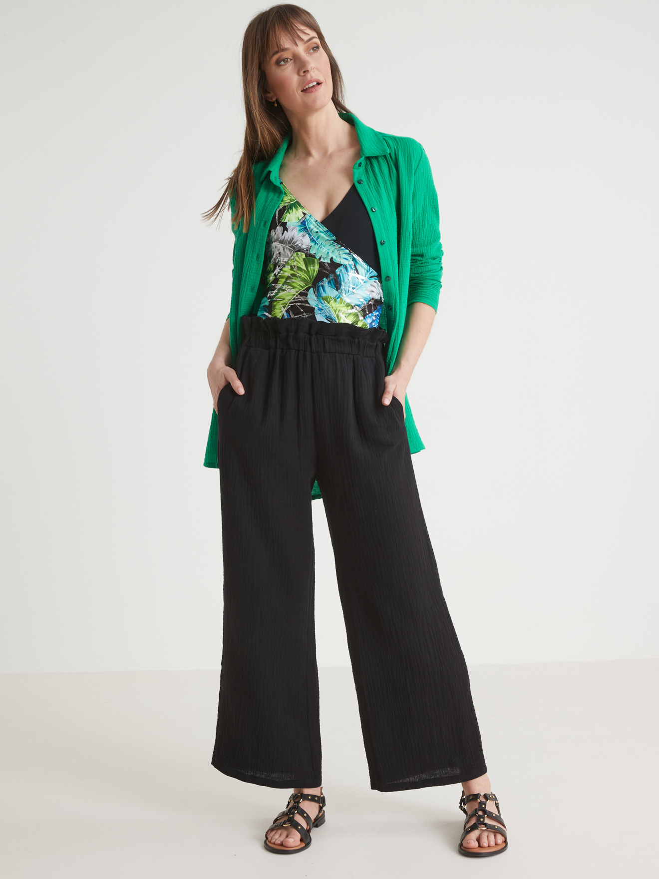Pantalon ample en gaze de coton