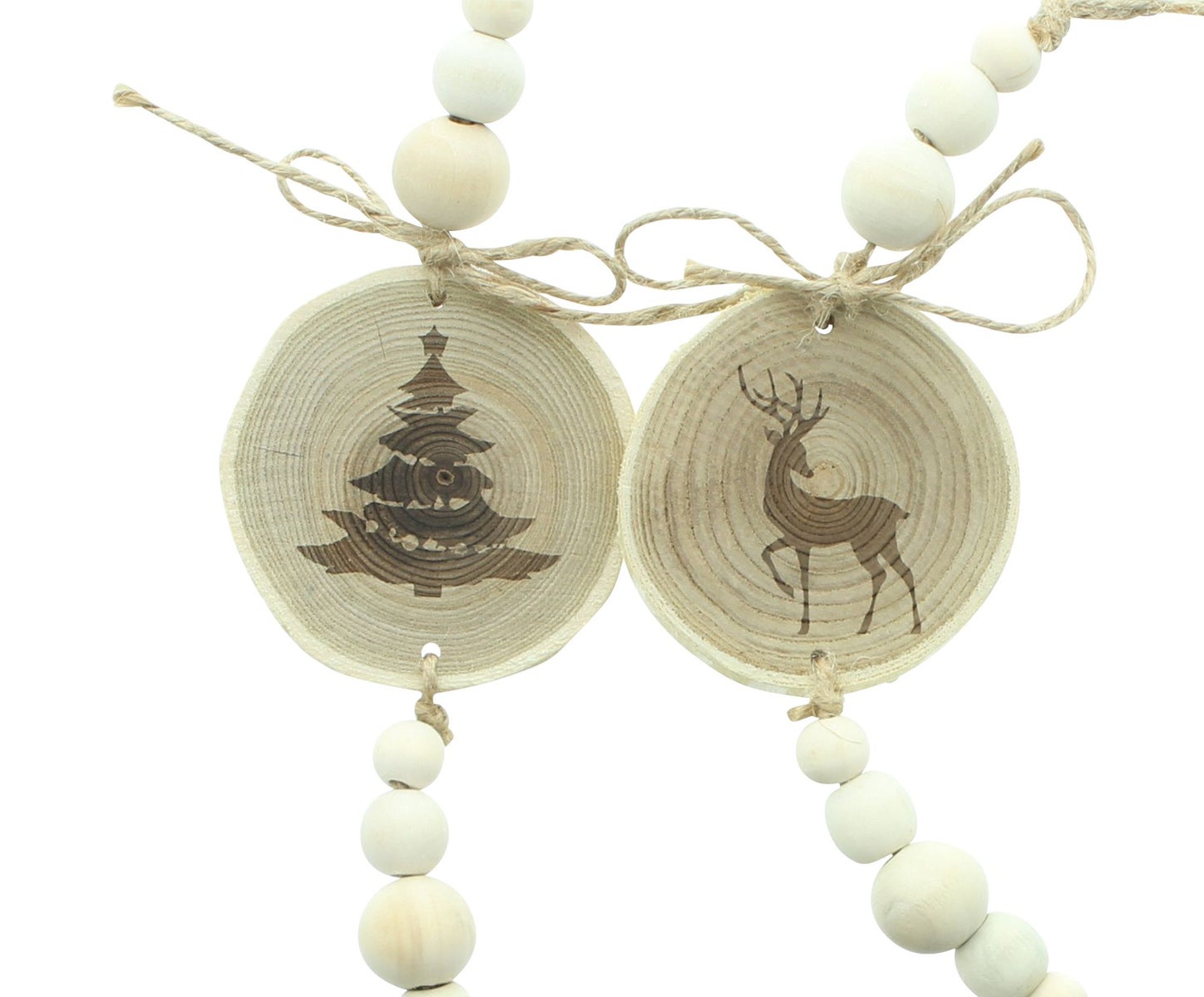 FRANK FLECHTWAREN | Winterhanger Rendier & Dennenboom, Set van 2, ca. 7 x 3,5 x 40 cm, EIK, METAAL, HENNEP