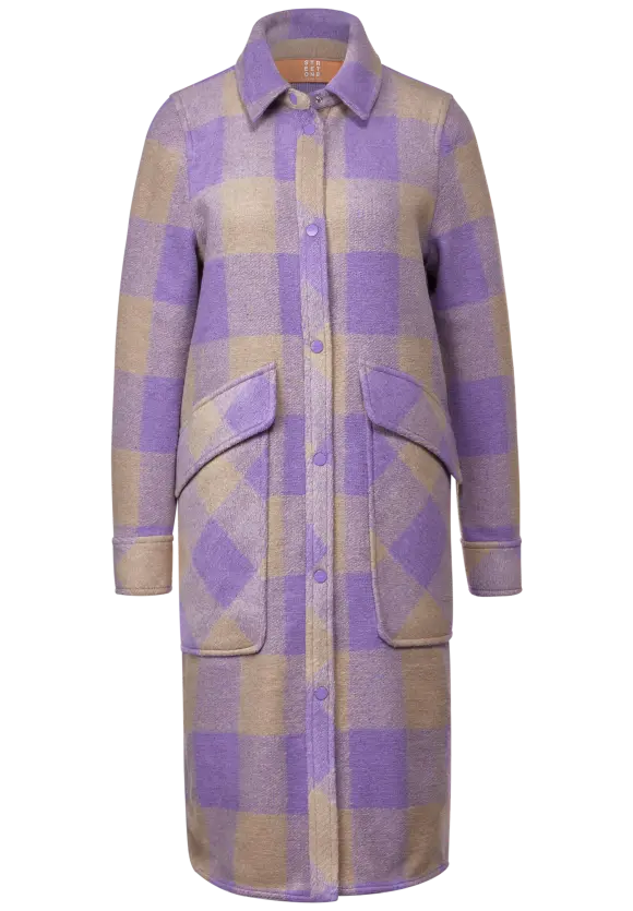 Printmantel mit Wolle - shiny lilac