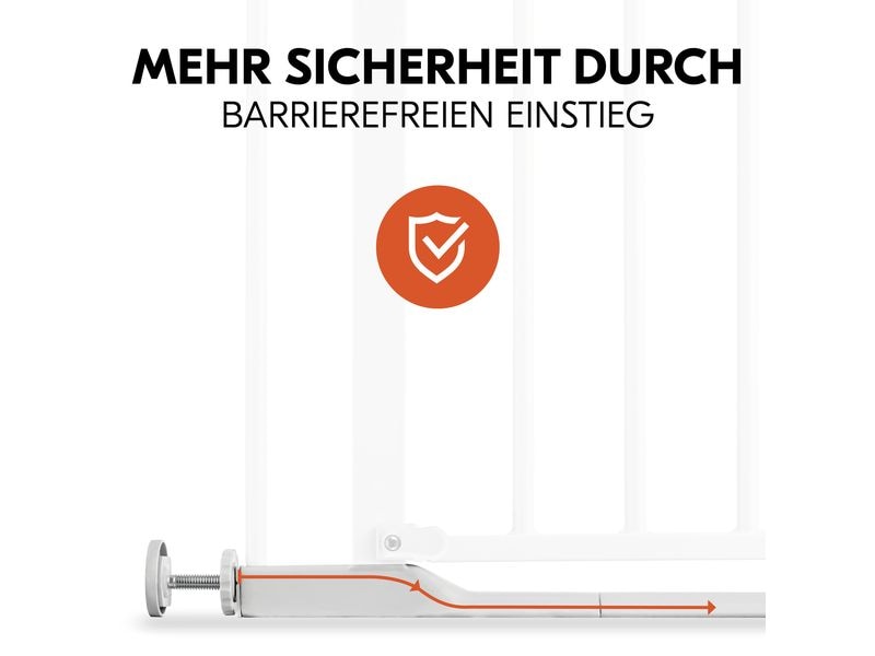 Hauck Türschutzgitter Clear Step 2 Weiss 75 cm - 80 cm Barrierefreies, manuell schliessendes Tür- und Treppenschutzgitter-Set