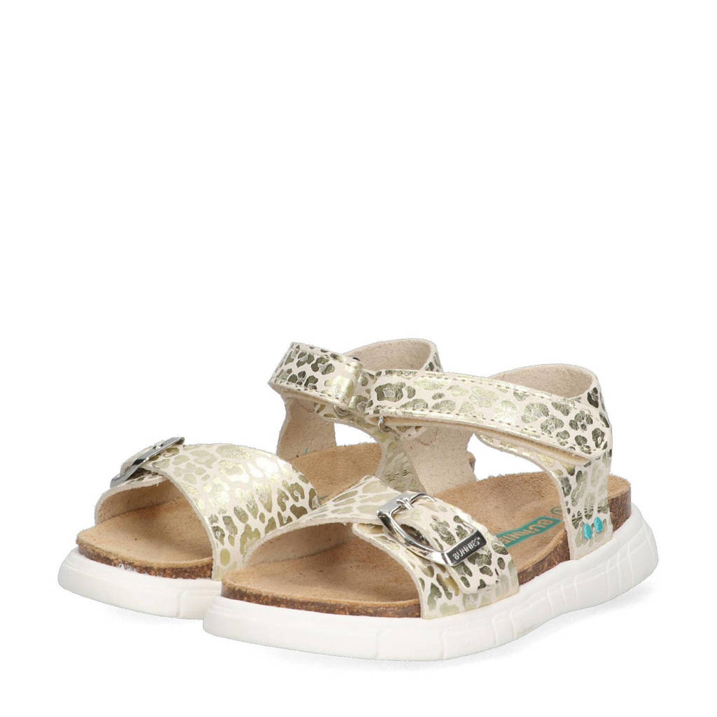 BunniesJR Britt Beachsandalen met panterprint champagne