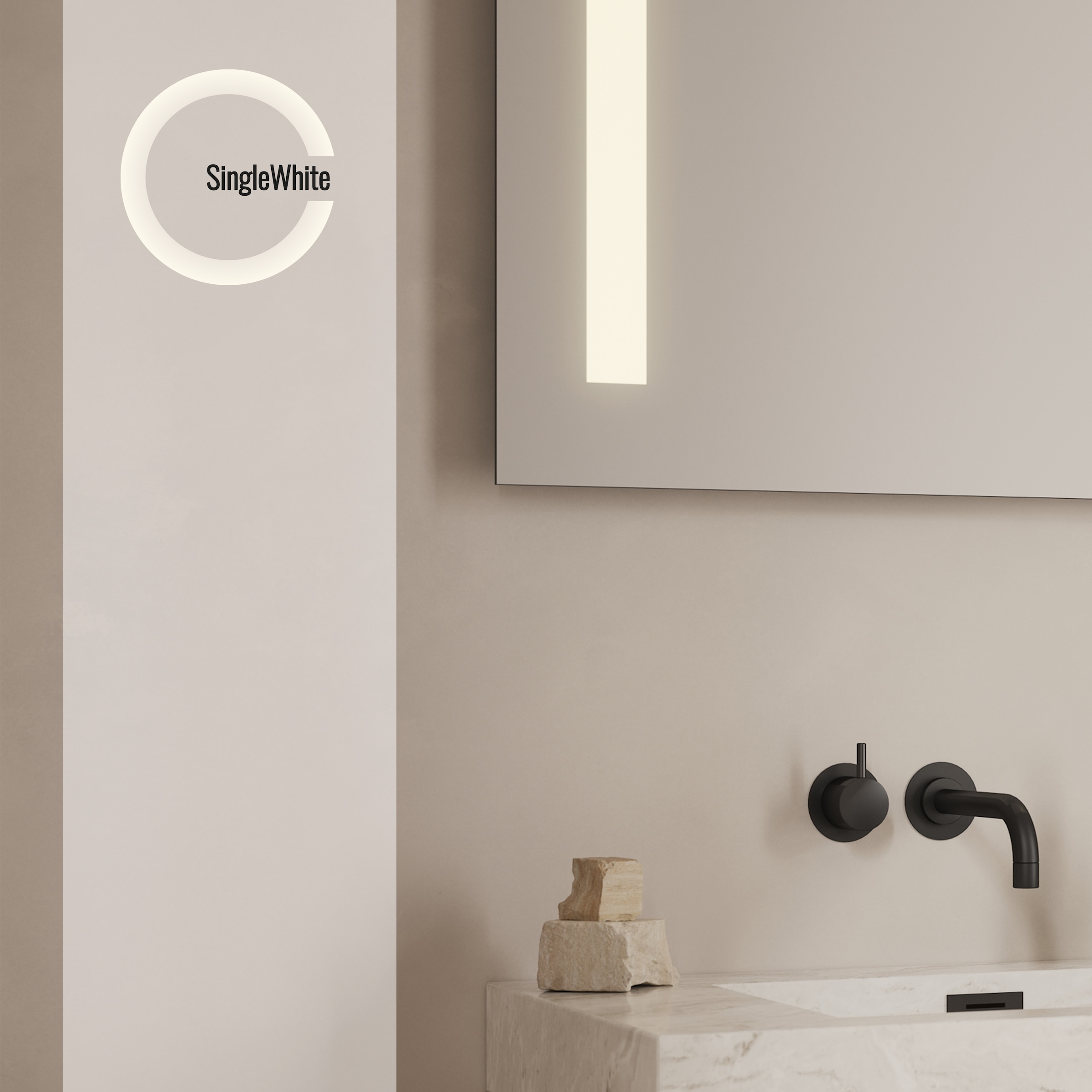 Loevschall Badspiegel »Römö Quadratisch, Spiegel mit LED Beleuchtung, Lichtspiegel« Verstellbarer Badezimmerspiegel mit Beleuchtung, Dänisches Design