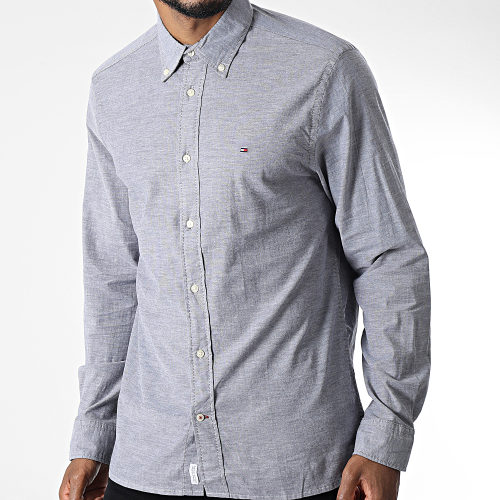 Chemise Manches Longues Core 1985 Flex Oxford 5037 Bleu Marine Chiné
