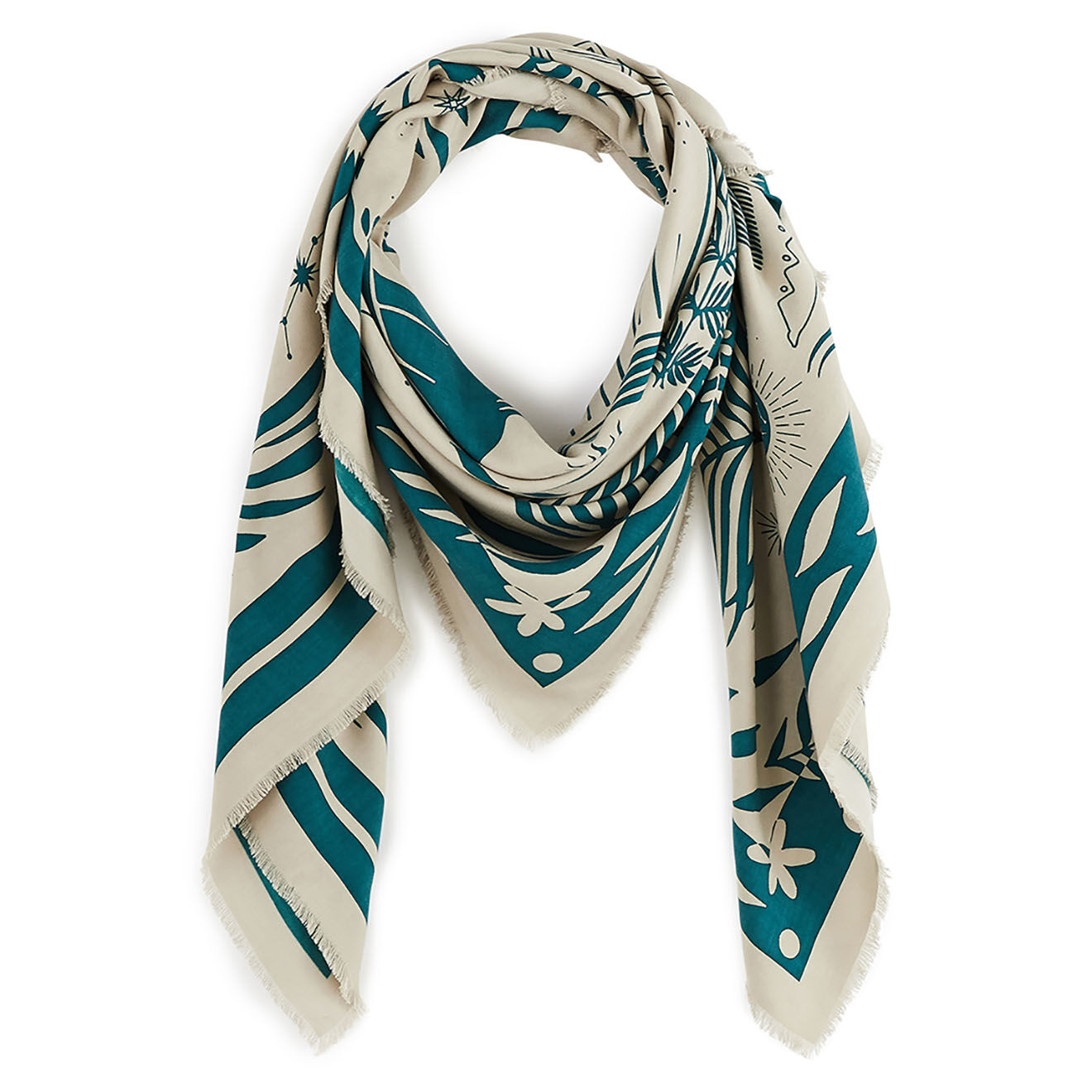 Wild Foulard Univers Big vert - 130x130 cm