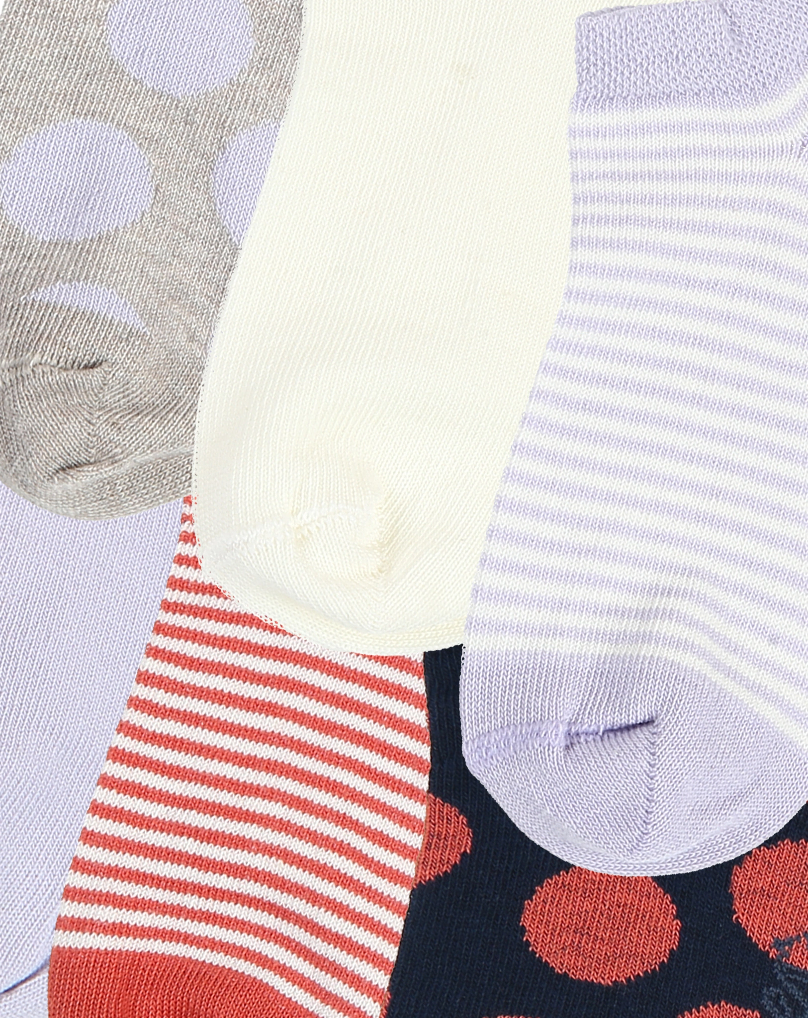 Sneakersocken RINGEL/PUNKTE 6er Pack in flieder/latte